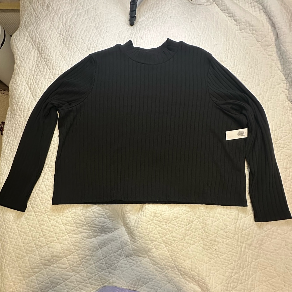 Old Navy Ribbed Black Mock Neck Top XXL | Clean Girl Aesthetic NWT
